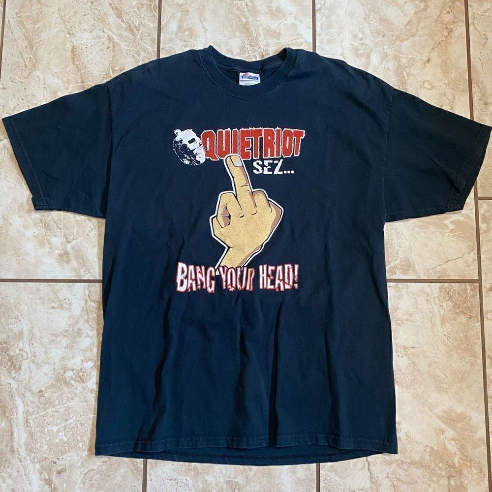 Hanes Mens Rare Heavyweight Vintage 2003 Quiet Riot Bang Your Head Tour Shirt XL